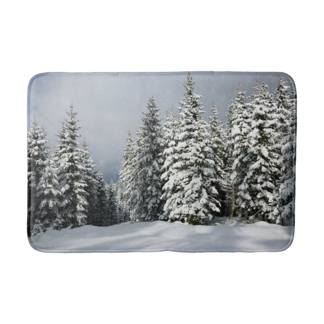 Ice & Snow | Pine Woodland, Austria Bath Mat (Front)