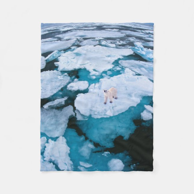 Ice & Snow | Polar Bear, Arctic Ocean, Svalbard Fleece Blanket (Front)