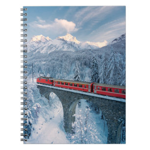 Ice & Snow   Red Bernina Express Train Switzerland Notebook