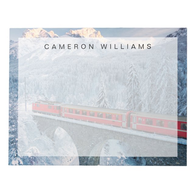 Ice & Snow | Red Bernina Express Train Switzerland Notepad (Front)