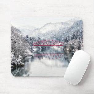 Ice & Snow   Red Bridge in Winter, Japan Mouse Pad
