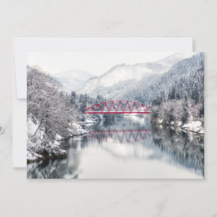 Ice & Snow   Red Bridge in Winter, Japan Thank You Card