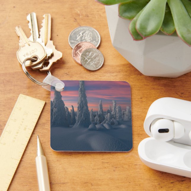 Ice & Snow | Snow Covered Trees, Lapland, Finland Key Ring (Desk)