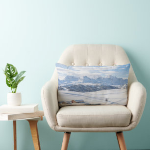 Ice & Snow   Snowscape European Alps, Italy Lumbar Cushion