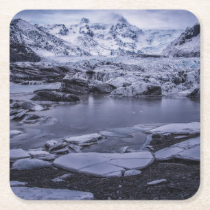 Ice & Snow Sólheimajökull Glacier, Iceland Square Paper Coaster