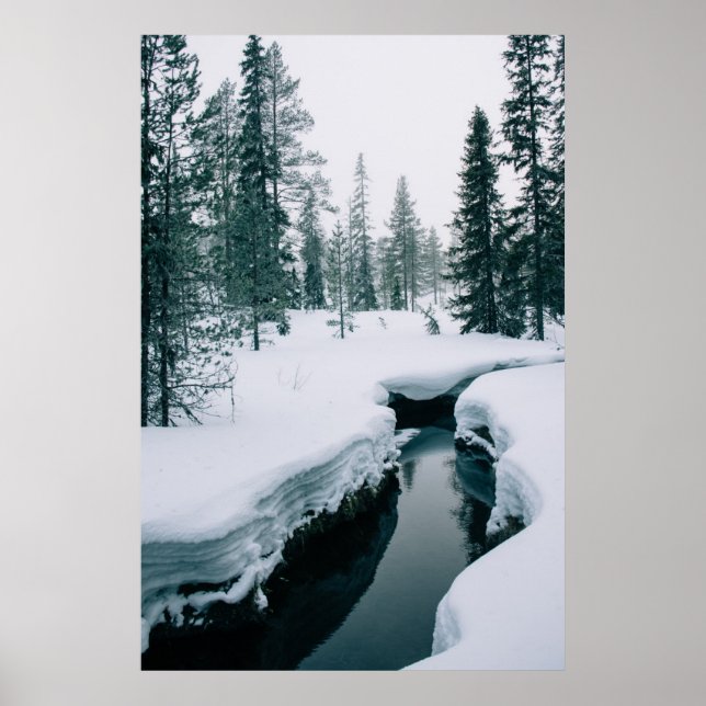 Ice & Snow | Stream in a Snowy Winter Landscape Poster (Front)