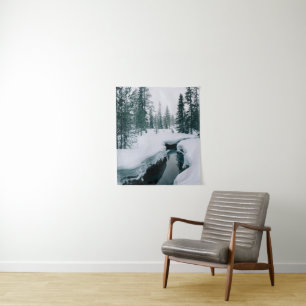Ice & Snow   Stream in a Snowy Winter Landscape Tapestry