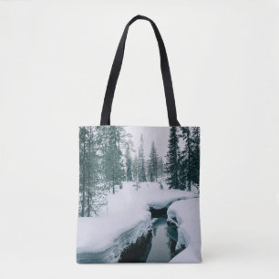 Ice & Snow Stream in a Snowy Winter Landscape Tote Bag