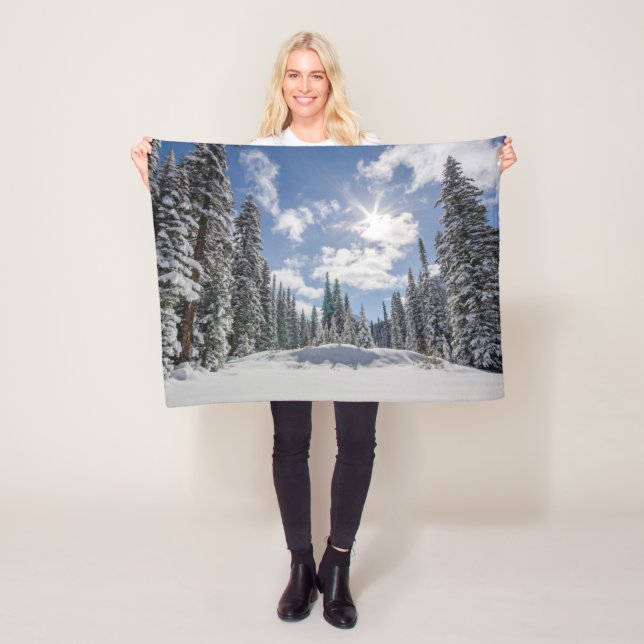 Ice & Snow | Sunrise Winter Snow Alberta, Canada Fleece Blanket (In Situ)