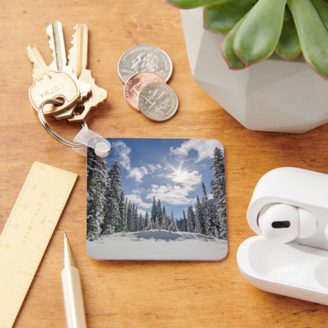 Ice & Snow | Sunrise Winter Snow Alberta, Canada Key Ring (Desk)