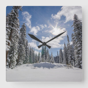 Ice & Snow Sunrise Winter Snow Alberta, Canada Square Wall Clock