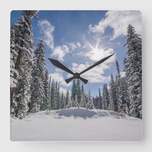 Ice & Snow | Sunrise Winter Snow Alberta, Canada Square Wall Clock (Front)