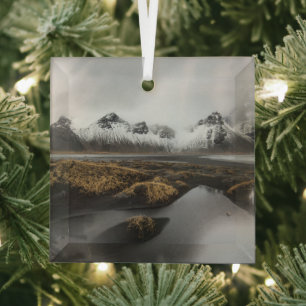 Ice & Snow Vestrahorn Mountain, Iceland Glass Tree Decoration