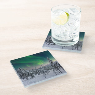 Ice & Snow Winter Landscape, Finland Glass Coaster