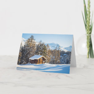 Ice & Snow   Winter Log Cabin Swiss Alps Card