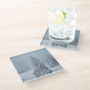 Ice & Snow   Woodland, Swiss Alps Glass Coaster