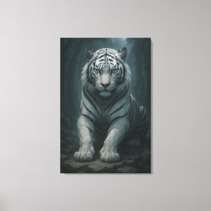 Ice Spirit White Tiger – Mystic Guardian of Calm P Canvas Print