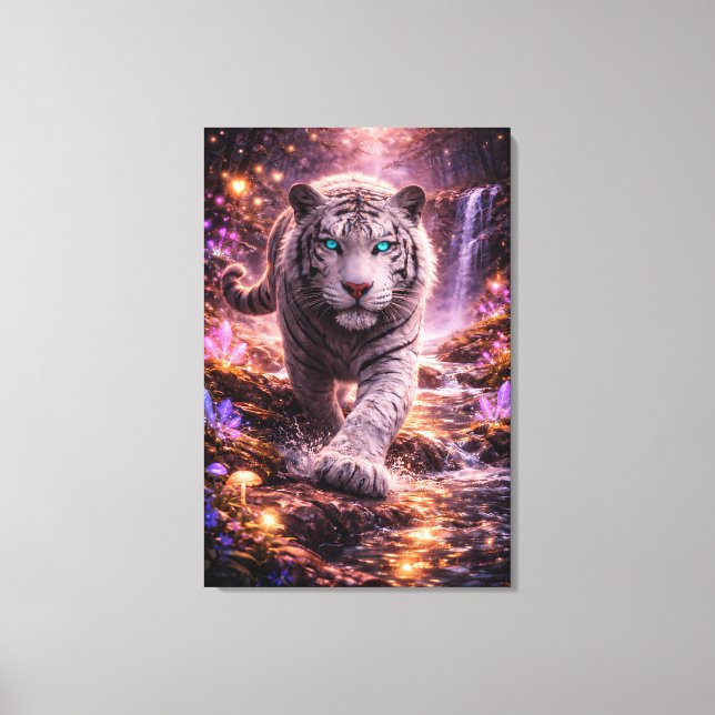 Ice Spirit White Tiger – Mystic Guardian of Calm P Canvas Print (Front)