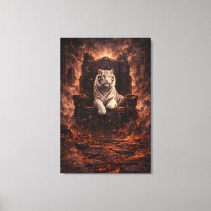 Ice Spirit White Tiger – Mystic Guardian of Calm P Canvas Print