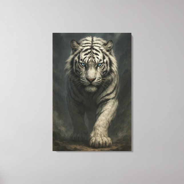 Ice Spirit White Tiger – Mystic Guardian of Calm P Canvas Print (Front)