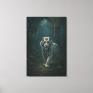 Ice Spirit White Tiger – Mystic Guardian of Calm P Canvas Print