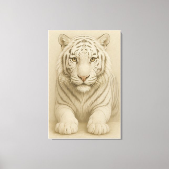Ice Spirit White Tiger – Mystic Guardian of Calm P Canvas Print (Front)