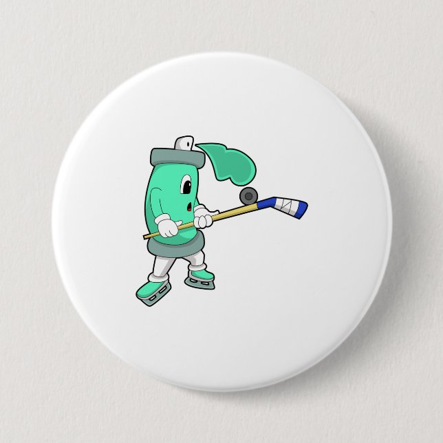 Ice spray at Ice hockey with Ice hockey stick 7.5 Cm Round Badge (Front)