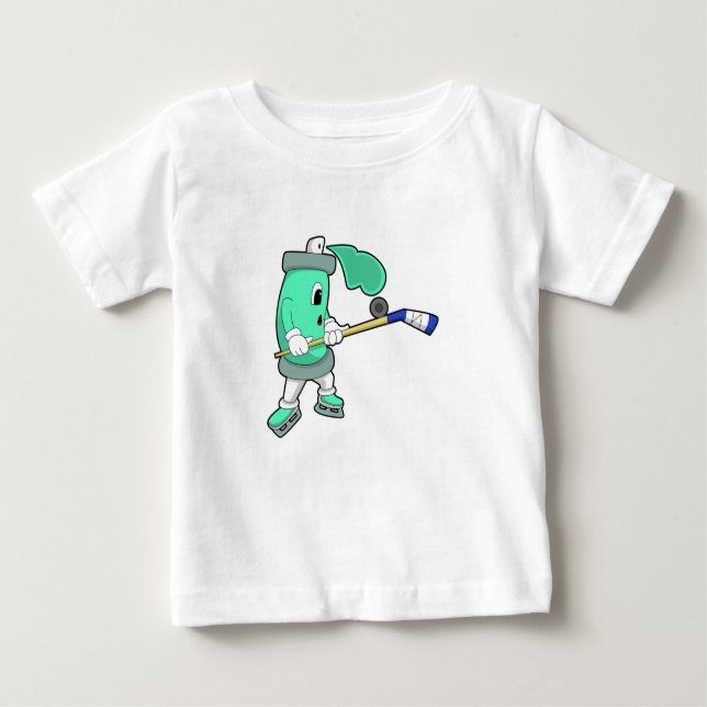 Ice spray at Ice hockey with Ice hockey stick Baby T-Shirt (Front)