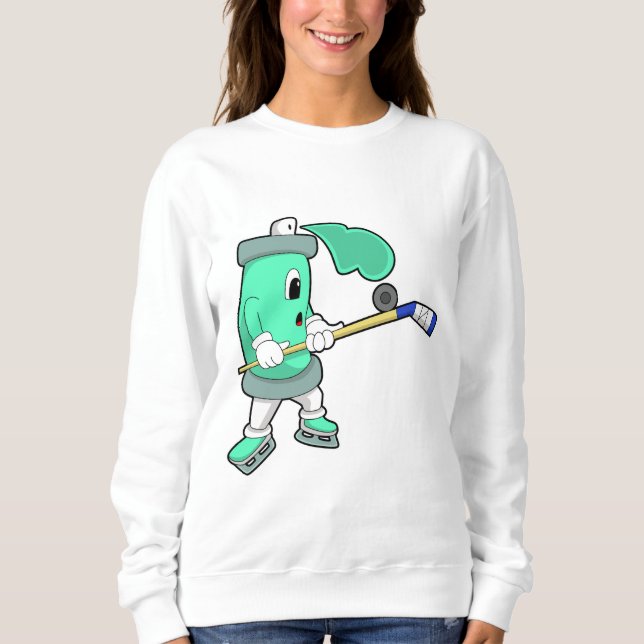 Ice spray at Ice hockey with Ice hockey stick Sweatshirt (Front)