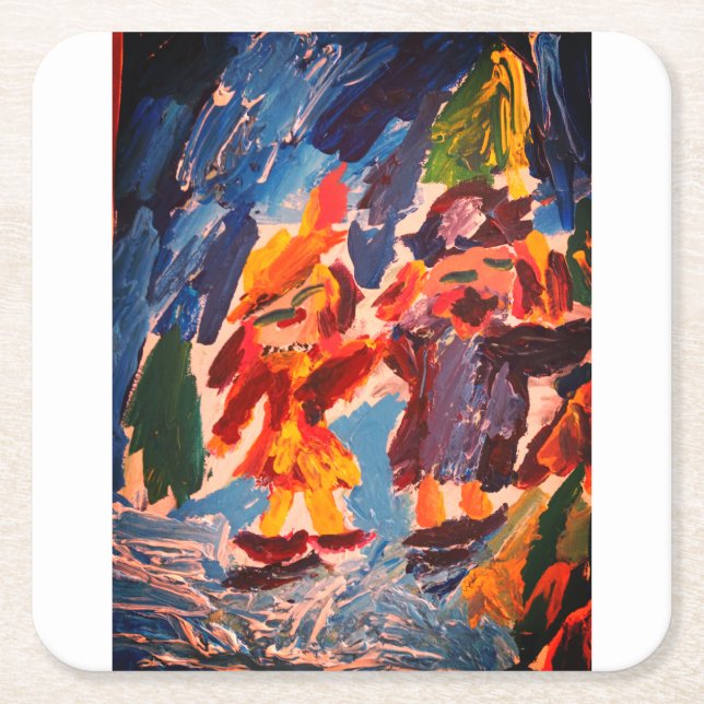 Ice stakes fun square paper coaster (Front)