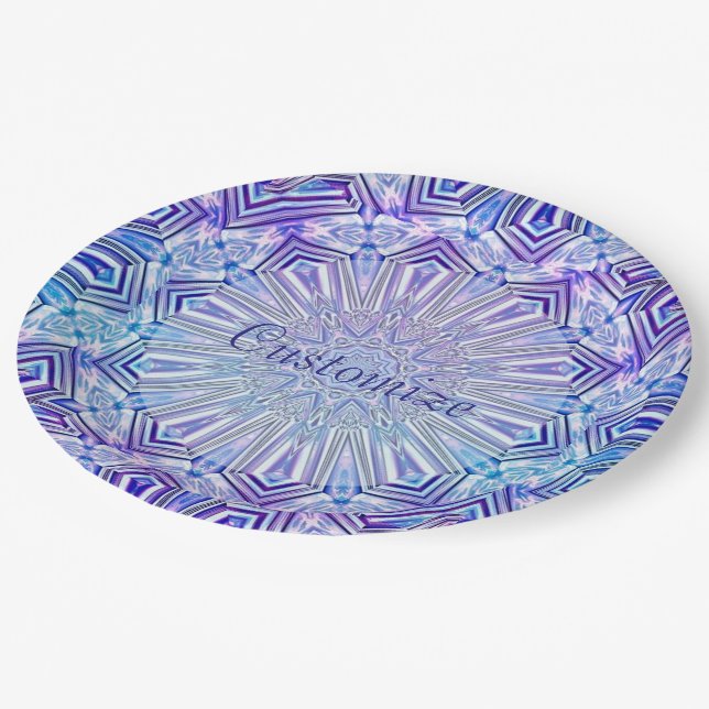 Ice Star Kaleidoscope Pattern Paper Plates 2 (Angled)