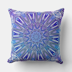 Ice Star Kaleidoscope Pattern Throw Pillow