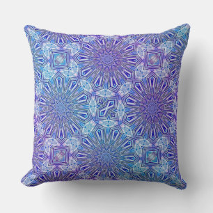 Ice Star Kaleidoscope Pattern Throw Pillow 2