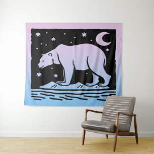 Ice Surfing Polar Bear Tapestry