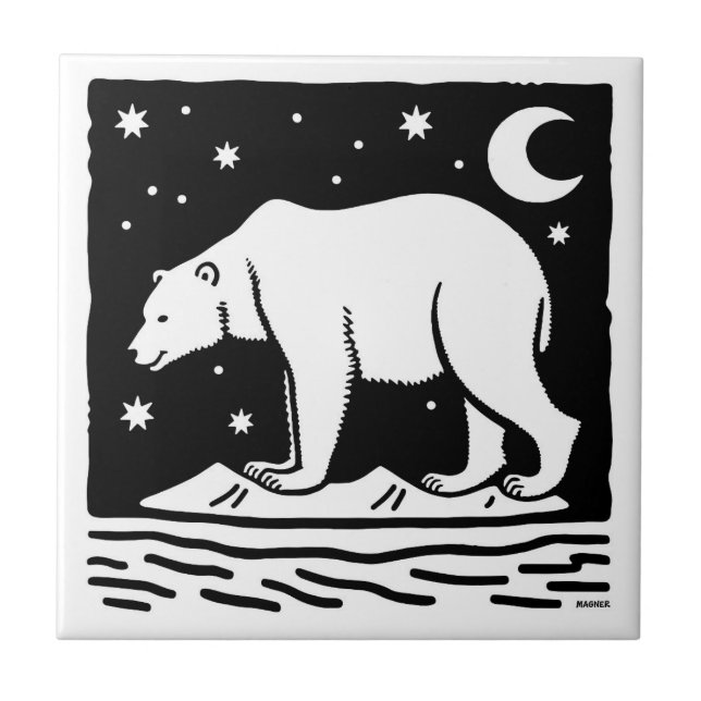Ice Surfing Polar Bear Tile (Front)