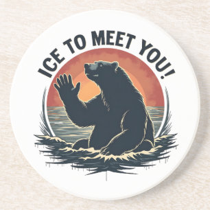 Ice To Meet You Polar Bear Christmas Gift Coaster