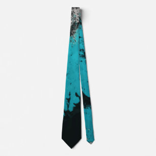 Ice Water turquoise silver black splatter custom Tie