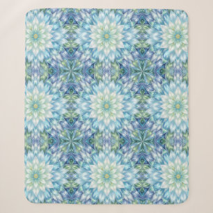 Ice White Water Lily Mandala Sherpa Blanket