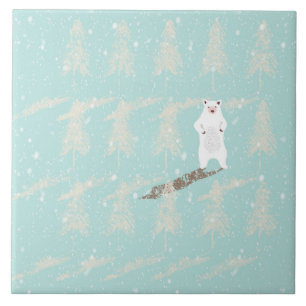 Icebear in snow forest tile