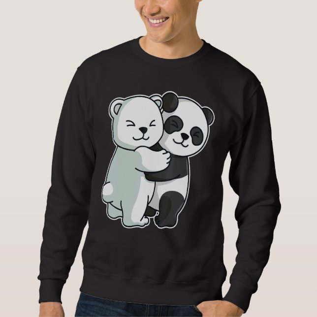 Icebear Panda Cute Polar Bear Hug Cuddle Animals H Sweatshirt (Front)