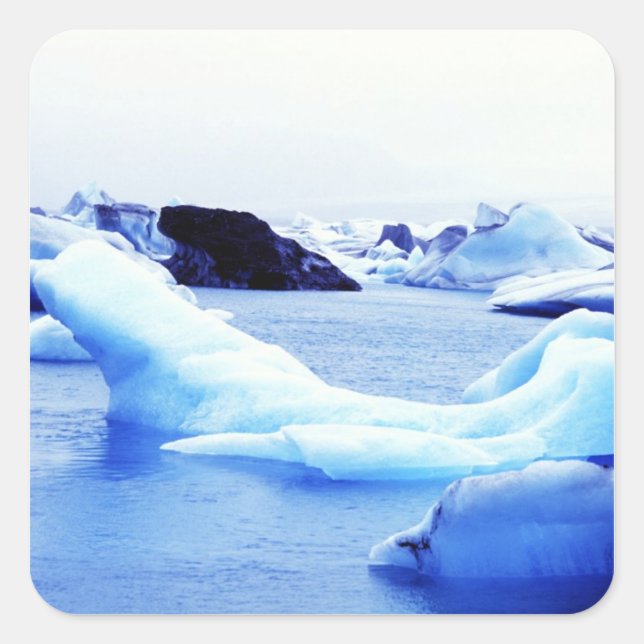 Icebergs at Jokulsarlon Lagoon Square Sticker (Front)