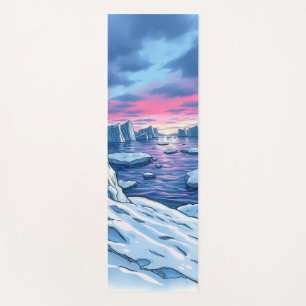 icebergs reflecting soft pink and blue yoga mat