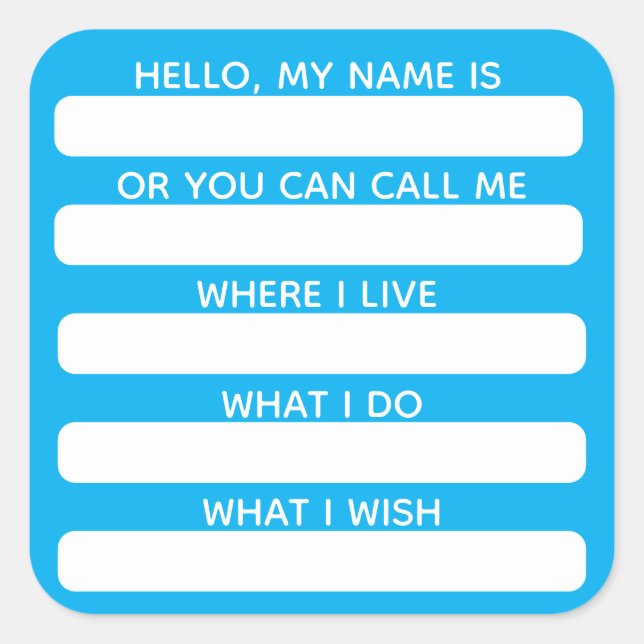 Icebreaker Conversation Name Tag With Info (Front)
