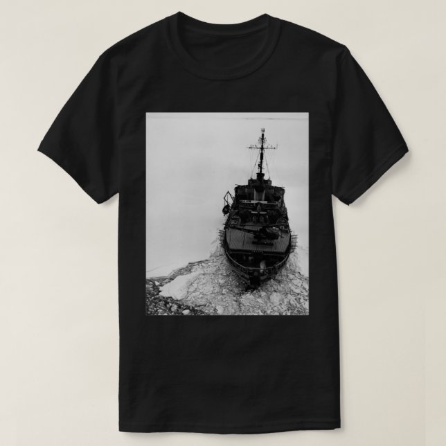 Icebreaker with equipment in Antarctica T-Shirt (Design Front)