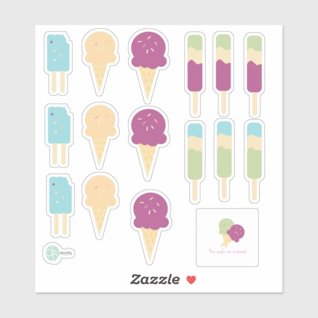 Icecream and Swirl Pops with Sprinkles Custom Name (Sheet)