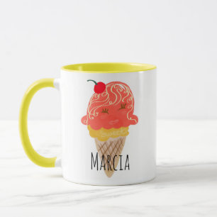 Icecream Curly Hair Kawaii Custom Name Mug