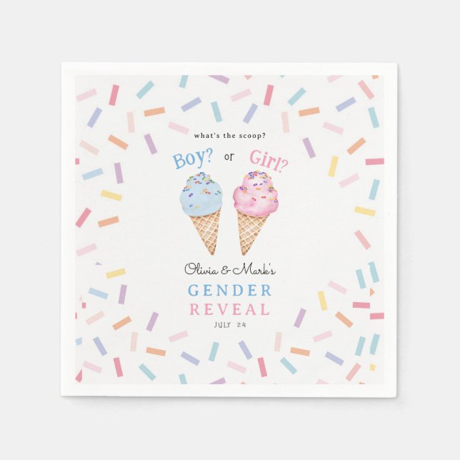 Icecream Gender Reveal Napkin (Front)