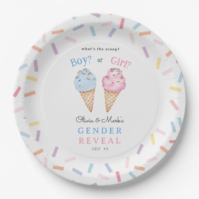 Icecream Gender Reveal Paper Plate (Front)