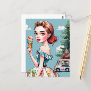 Icecream in the Forest With Sasquatch Postcard