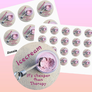 Icecream It's Cheaper than Therapy Funny Classic Round Sticker